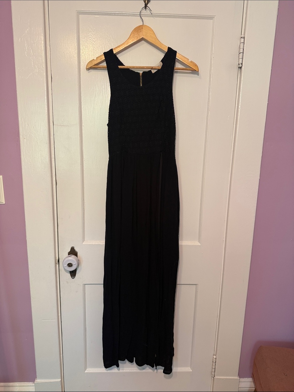 Altar'd State Sleeveless Black Maxi Dress with Smocked Bodice